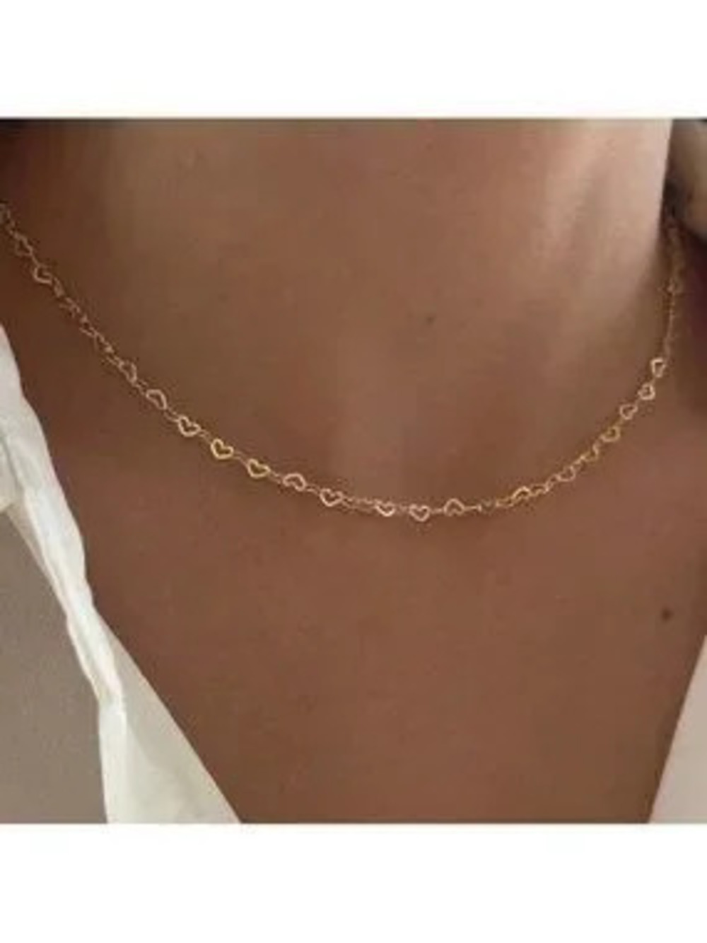 18k Gold Plated Dainty Heart Chain Necklace
